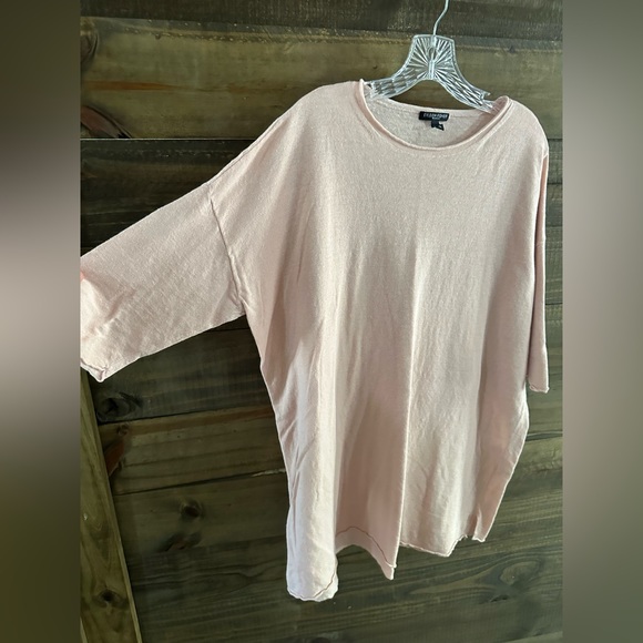 Eileen Fisher Organic Linen and Cotton Dropped Shoulder Light Pink Top - Picture 1 of 8